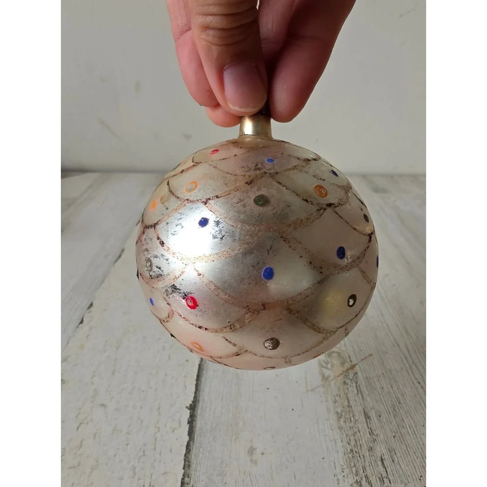 Vintage Poland mermaid glass ornament rainbow jumbo Xmas tree